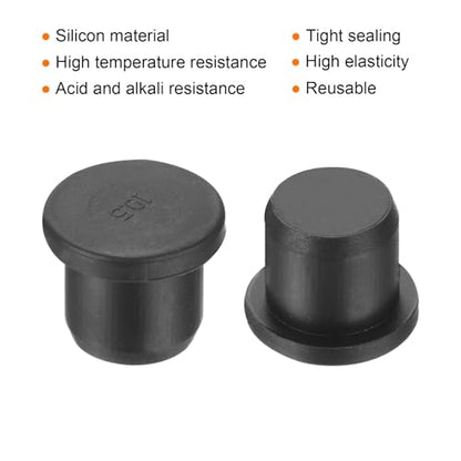 uxcell High Temp Silicone Plug Mount Dia 10.5mm/0.41 inch t Shaped Rubber Stopper Hole Plugs for Powder Coating Plating Waterproof Plugs Sealing Plugs Black Pack of 12(OD 13.5mm) - size: 10.5x13.5mm