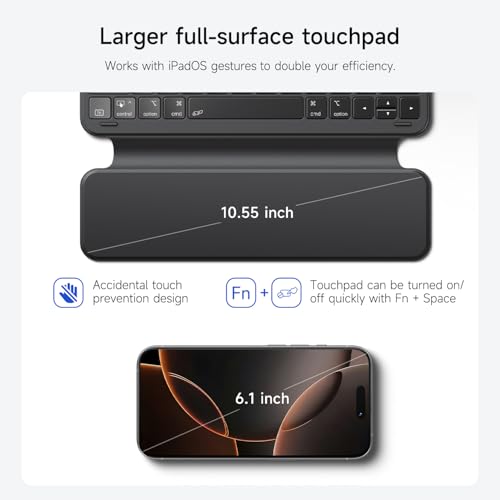 HOU Keyboard Case for iPad Air 11" M4/M3/M2, 5th/4th Gen & Pro 11" 1st/2nd/3rd/4th Generation, Ultra Slim Smart Folio,Full-Surface Touchpad,Stylus Holder, Lens Protection, Ideal for Work & Travel
