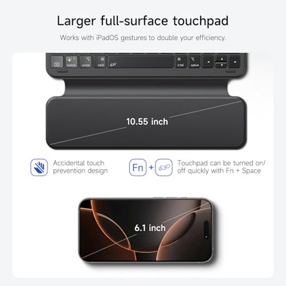 HOU Keyboard Case for iPad Air 11" M4/M3/M2, 5th/4th Gen & Pro 11" 1st/2nd/3rd/4th Generation, Ultra Slim Smart Folio,Full-Surface Touchpad,Stylus Holder, Lens Protection, Ideal for Work & Travel