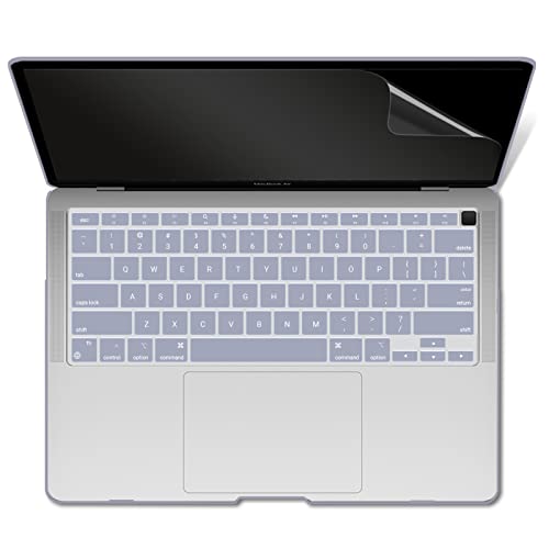 IBENZER Compatible with New MacBook Air 13 inch case 2022 2021 2020 M1 A2337 A2179 A1932, Hard Shell Case&Keyboard Cover&Screen Film for Mac Air 13 with Touch ID (2018-2022), Lavendar Gray,AT13LVGY+2 - color: Lavendar Gray