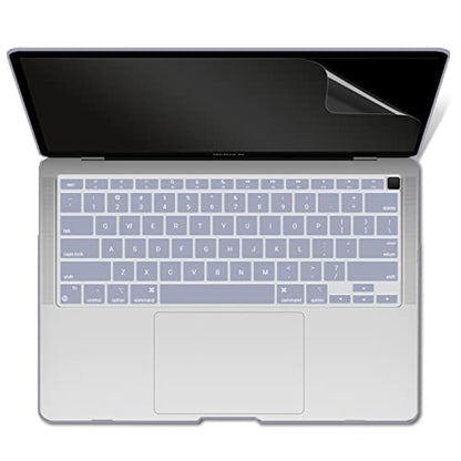 IBENZER Compatible with New MacBook Air 13 inch case 2022 2021 2020 M1 A2337 A2179 A1932, Hard Shell Case&Keyboard Cover&Screen Film for Mac Air 13 with Touch ID (2018-2022), Lavendar Gray,AT13LVGY+2 - color: Lavendar Gray