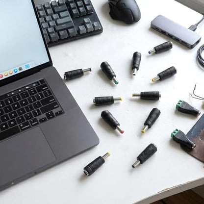 11 Pcs Power Adapter Plug, Universal DC Power Adapter Plug Kit, Connector Tips for Laptop, LED Strip, Router, Camera, AC Charger, 5.5mm x 2.1mm Female Base