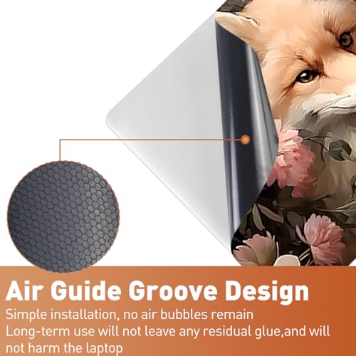 12.1-15.6 Inch Laptop Skin Decal, Universal Reusable Vinyl Laptop Cover Sticker, Waterproof Art Decal Protector with Flower Fox Theme - color: Flower Fox