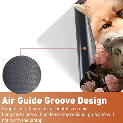 12.1-15.6 Inch Laptop Skin Decal, Universal Reusable Vinyl Laptop Cover Sticker, Waterproof Art Decal Protector with Flower Fox Theme - color: Flower Fox