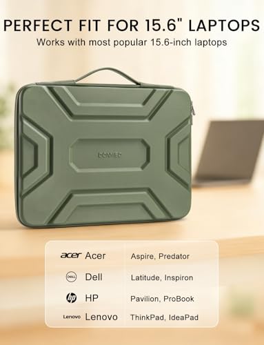 DOMISO 15.6 inch Laptop Sleeve, Shockproof and Waterproof EVA Protective Laptop Case, Laptop Sleeves for 16" MacBook Pro/Max M2 M1 2019-2023,15"-16" HP Dell Asus Laptop,Dell XPS 15, Green - color: Green, size: 15.6 inch