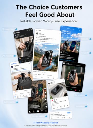 50000mAh High-Capacity Power Bank with Built-in Cables, 22.5W Fast Charging | Ultra-High Capacity, Travel Essential, Charge 4 Devices, Flashlight, for iPhone 17/16/15 Series, Samsung, iPad & Laptops Onyx - color: Onyx