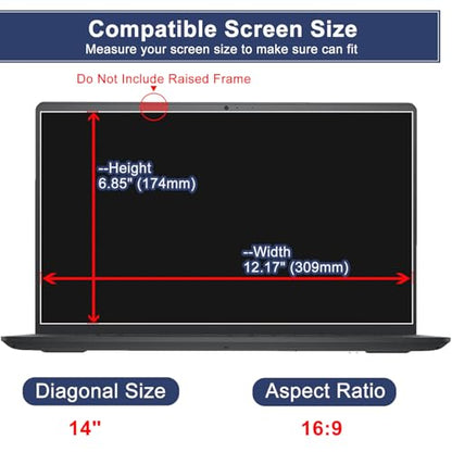 14" Laptop Screen Protector Tempered Glass for HP/Dell/Sony/Samsung/Lenovo/Acer/MSI/LG/Razer Blade 14 Inch Aspect Ratio 16:9 Laptop , 9H Hardness, Anti-fall, Fingerprint Resistant, Bubble Free(309 x 174mm/ W x H) - size: 14 inch 16:9
