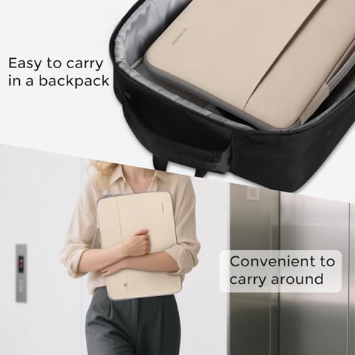 DOMISO 15.6 inch Laptop Case Sleeve Protective Cover Compatible with 16 inch MacBook Pro M4 M3 M2/Pro Max,15.6-16 inch HP Dell ASUS Lenovo Chromebook,Waterproof Computer Cases Bag with Handle,Beige - color: Beige, size: 15.6"