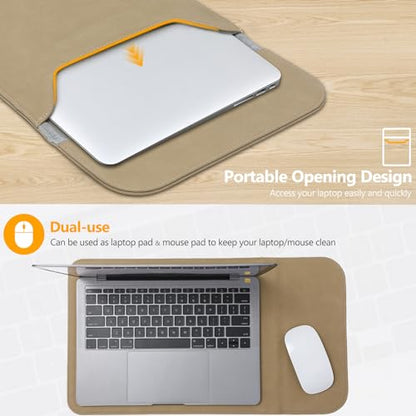 HYZUO 13 Inch Laptop Sleeve PC Case for MacBook Pro 13 M2 M1 2026-2016, 13" MacBook Neo 2026 A3404, MacBook Air 13 M5 A3449 M4 M3 M2 M1 2026-2018, 13" iPad Pro/Air, Surface Pro, XPS 13, Khaki - color: Khaki, size: 13 Inch