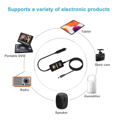 Car Charger Adapter with LED Display DC 3V 4.5V 5V 6V 7.5V 9V 12V Adjustable Voltage Universal Auto Cigarette Lighter Male Plug Power Supply Adapter Cable for Portable DVD Player Dash cam Tablet