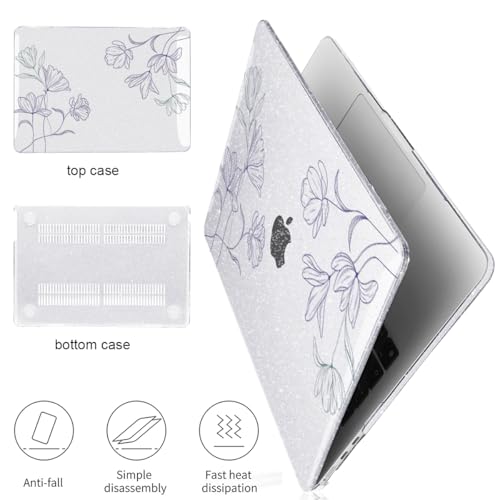Case Compatible with MacBook Air 13 inch M5 2026-2022 M4 M3 M2 A3449 A3240 A3113 A2681, Plastic Hard Shell Scratch Resistant Protective Cover for MacBook Air 13.6 M5 Case, Purple Line Flower - color: Purple Line Flower