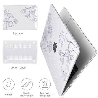 Case Compatible with MacBook Air 13 inch M5 2026-2022 M4 M3 M2 A3449 A3240 A3113 A2681, Plastic Hard Shell Scratch Resistant Protective Cover for MacBook Air 13.6 M5 Case, Purple Line Flower - color: Purple Line Flower
