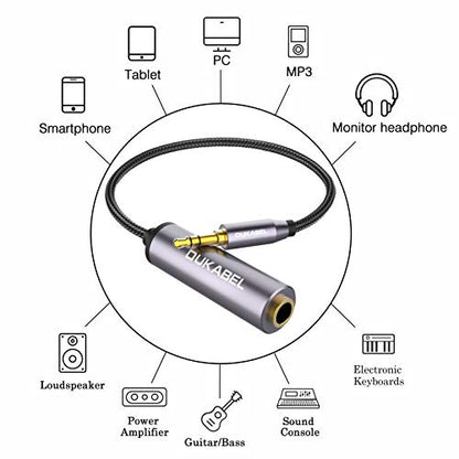 1/4 to 3.5mm Adapter, 6.35mm to aux Mini Stereo Cable - 30CM | 1/4 Inch Female to 1/8inch Male Headphone Adapter, for Headphone, Amplifiers, Guitar, Amp etc - size: 30CM, style: 3.5mm Male to 6.35mm Female