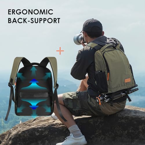 TARION Camera Backpack for Photographers Compact 15L, TB04 Green | 15 Inch Laptop Compartment, Side Access Quick Draw, Anti-theft Hidden Pocket, Tripod Holder, Rain Cover, Travel-Friendly - color: Green