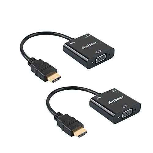 HDMI to VGA with Audio, Gold-Plated HDMI to VGA Adapter 2 Pack (Male to Female) Compatible for Computer, Desktop, Laptop, PC, Monitor, Projector, HDTV, Chromebook,Roku, Xbox and More - color: 2 Pack