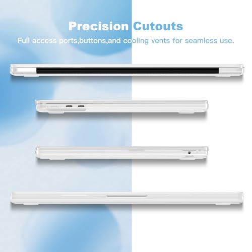 Teryeefi Clear Case for M4/M3/M2 MacBook Air 13.6 inch 2025 2024 2022 Fit Model A3240/A3113/A2681, Laptop Hard Shell with Keyboard Cover Trackpad Film USB Adapter for MacBook Air 13 inch, Floral W104 - color: Purple Flower W104