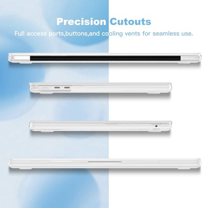 Teryeefi Clear Case for M4/M3/M2 MacBook Air 13.6 inch 2025 2024 2022 Fit Model A3240/A3113/A2681, Laptop Hard Shell with Keyboard Cover Trackpad Film USB Adapter for MacBook Air 13 inch, Floral W104 - color: Purple Flower W104