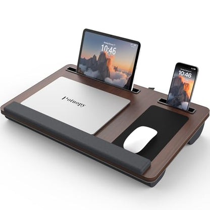 2 Pack Lap Desk Bundle, Cushioned Lap Pad & Adjustable Foldable Laptop Bed Tray, Fits Up to 17 Inch Laptops for Bed Couch Dorm