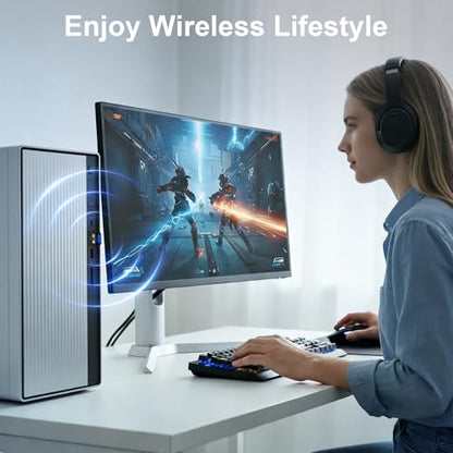 USB Bluetooth Adapter for PC, Bluetooth 6.0 Dongle Receiver EDR & BLE, Plug & Play for Windows 11/10/8.1, for Headphone/Keyboard/Mouse/Speakers/Printer