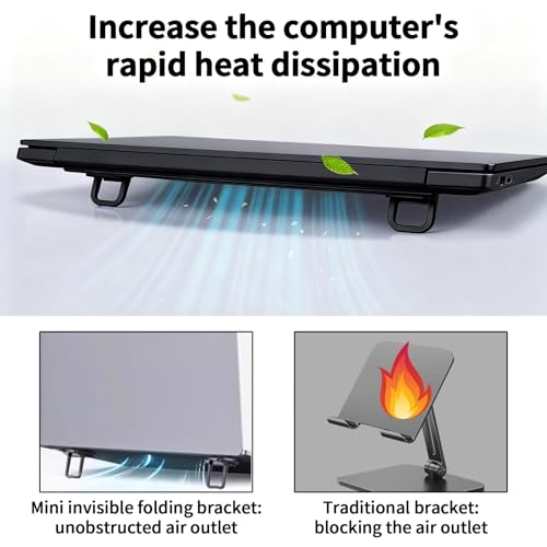 Mini Laptop Stand,Portable Foldable & Lightweight Ergonomic Riser with Ventilated Cooling,Fits 10-17.3 Inch Notebooks and Keyboards,Black - color: Black