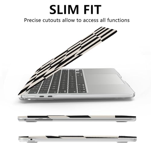 AKIT for MacBook Air 13 inch Case M5 M4 M3 M2 2026-2022, Black Checkboard | A3449 A3240 A3113 A2681, Funny Pattern Hard Shell Laptop Case+Screen Protector+Keyboard Cover for MacBook Air 13.6 inch - color: Black Checkboard