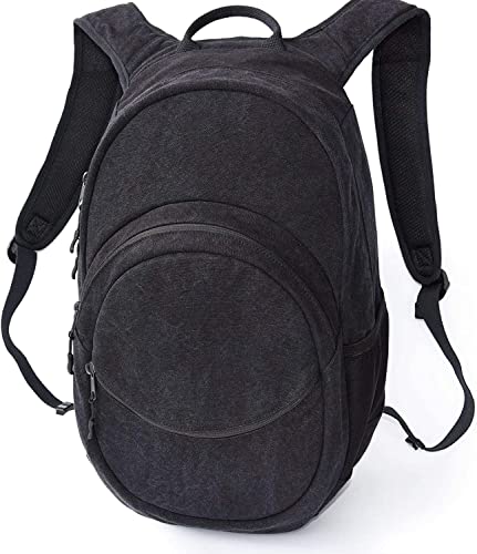 FH Canvas Backpack Vintage Backpack Black Daypack for Men Women Laptop Travel Rucksack - color: Black B