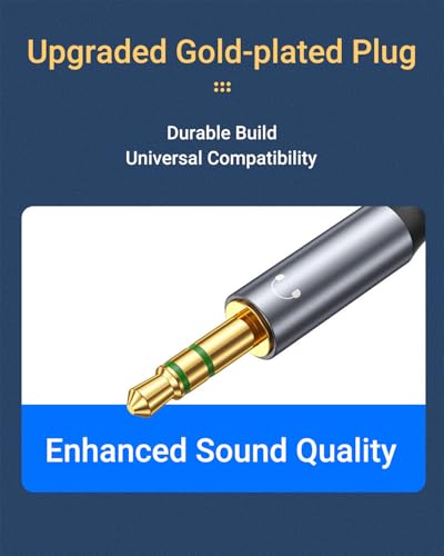 Adapter Cables for Headphones, 1 Male to 2 Female Adapter | Gold-Plated Nylon Braided Stereo Aux Cord for Phones, Laptops, Tablets, Gaming Headsets, Speakers (No Mic)