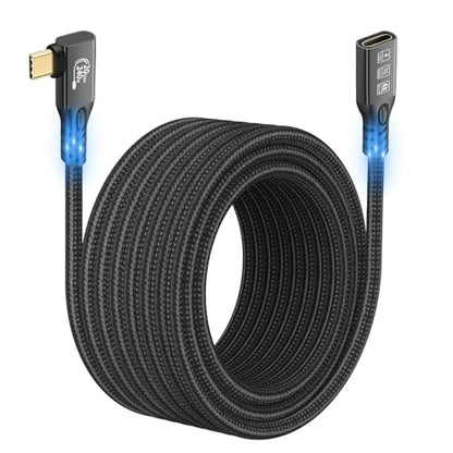90 Degree USB C 3.2 Extension Cable 20Gbps, USBC 3.2 Gen2 Typec Male to Female Extender Cable Ultra 4K@60Hz 240W Charging 20Gbps Data Transfer with SSD eGPU (90 Degree Extension 20G 240W-3M) - size: 90 Degree Extension 20G 240W-3M