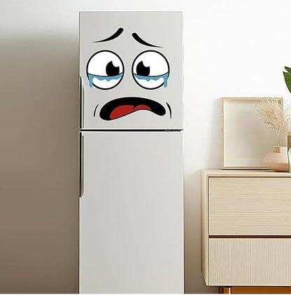 8Pcs Funny Trash Can Stickers, 4 Sheets Cartoon Face Decals, Self-Adhesive Waterproof Decorative Stickers for Trash Can, Toilet and Refrigerator
