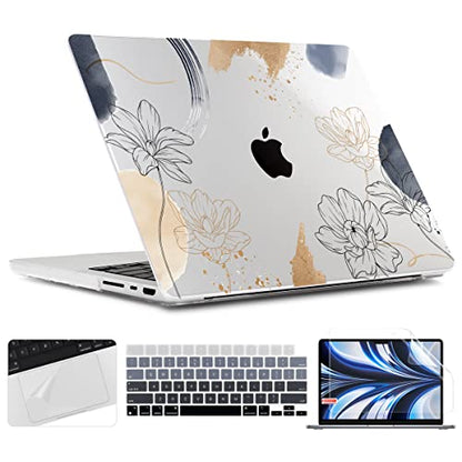 TWOLSKOO Compatible with MacBook Pro 16 inch Case M4 A3403 A3186 M3 A2991 M2 A2780 M1 A2485 (2024-2021) Pro/Max Chip, Plastic Hard Shell & Keyboard Cover & Trackpad Film, Florals X450 - color: Florals X450