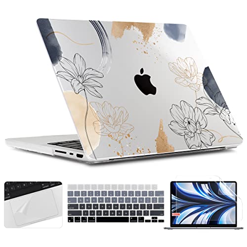 TWOLSKOO Compatible with MacBook Pro 16 inch Case M4 A3403 A3186 M3 A2991 M2 A2780 M1 A2485 (2024-2021) Pro/Max Chip, Plastic Hard Shell & Keyboard Cover & Trackpad Film, Florals X450 - color: Florals X450
