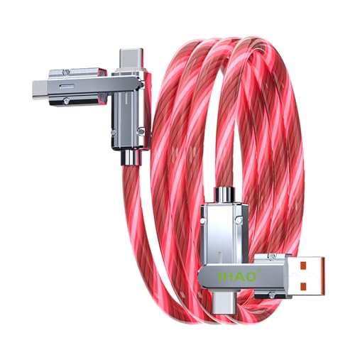 IHAO Multi Connectors Fast Charging Cable 4 Combinations in One Cable USB A/USBC to USBC Cord Lighted Up LED Flowing Compatible with Most of Electric Device-39 Inches Red - color: 4 Combinations Red