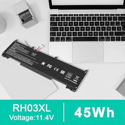 11.4V 45Wh RH03XL M02027-005 M01524-1D1 Laptop Battery for HP ProBook 430 440 445 450 630 640 650 G8 Series HSTNN-IB9Q HSTNN-OB1T HSTNN-DB0B HSTNN-UB7X M01524-2B1 M01524-AC1 (short style) - size: 9.8*2.99*0.24inch RH03XL