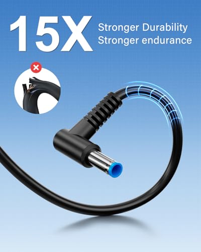 Charger Compatible with HP Laptop Computer 65W 45W Smart Blue Tip 4.5mm | Compatible with HP Pavilion x360 14/15/17, Envy 13/15, EliteBook ProBook Chromebook Stream Spectre |19.5V 3.33A 710412-001