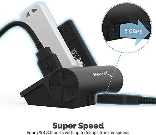 SABRENT 4-Port USB 3.0 Hub Aluminum Portable Data Hub with 2.5ft USB 3.0 Cable for iMac, MacBook, MacBook Pro, MacBook Air, Mac mini, or Any PC [Black] (HB-MC3B) - size: USB-A 4-Port – Black