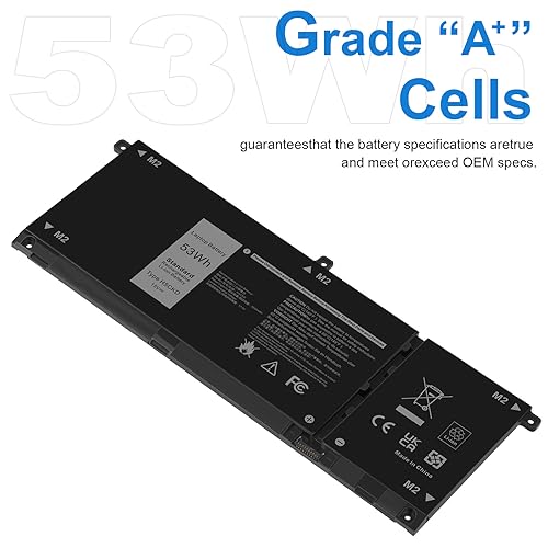 53Wh H5CKD Battery for Dell Vostro 5300 5301 5401 5501 5402 Latitude 3410 3510 Inspiron 5300 5401 5408 5409 5501 5508 5400 5406 5509 7405 7300 7500 2-in-1 Silver Edition 7T8CD TXD03 0H5CKD JK6Y6 - size: 9.37*3.58*0.24inch