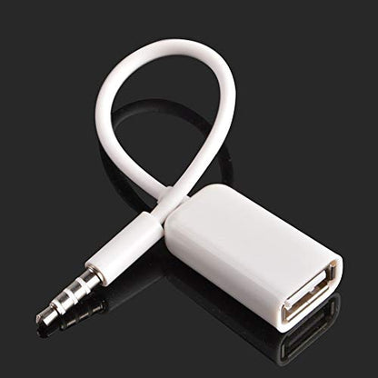AUX to USB Adapter, 3.5mm Male Audio Jack to USB 2.0 Female Converter Cable, Only work for Car AUX-in with MP3 Decoder, Not for Headset, Speakers, Phone,Computers, Camera,Microphone, Monitor(2Pcs)