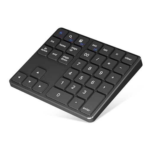 Gugxiom Bluetooth Number Pad, 2.4G Numeric Keypad Numpad, 35 Keys, Rechargeable Financial Accounting Numeric Pad for Laptop Desktop PC (Black)