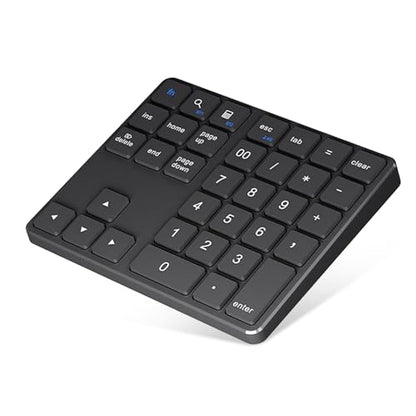 Gugxiom Bluetooth Number Pad, 2.4G Numeric Keypad Numpad, 35 Keys, Rechargeable Financial Accounting Numeric Pad for Laptop Desktop PC (Black)