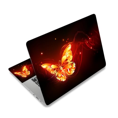 Laptop Stickers Decal,12 13 14 15 15.6 inch Netbook Laptop Skin Sticker Reusable Protector Cover Case for Toshiba Hp Samsung Dell Apple Acer Leonovo Sony Asus Laptop Notebook (Fire Butterfly) - color: Fire Butterfly