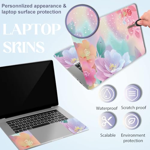 SUPERDANT Laptop Skin Sticker Flower Laptop Decals Personalized Universal Notebook Computer Wrap Vinyl Skin Stickers Cover Art Decal Removable 12-15.6 Inch Waterproof Scratch-Resistant Gifts - style: Colorful Florals