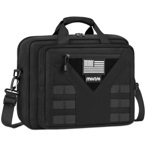 MOSISO 15.6 inch Tactical Laptop Bag for Men, 15-16 inch Messenger Bag | Tactical Messenger Bag Briefcase Shoulder Bags with Multi-Pockets, Black - color: Black