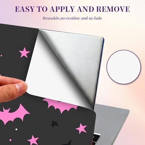 Laptop Skin Sticker Laptop Cover for 12" 13" 13.3" 14" Laptop Stickers,Reusable Skin Sticker Cover Personalized Art Waterproof & Scratch-Resistant Protector Case,Pink Bats and Stars - color: Pink Bats And Stars