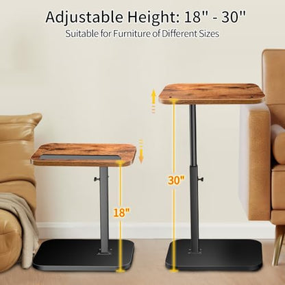 Small End Table Adjustable Height, 90° Flip-Over Panel Side Table for Small Spaces 360° Swivel TV Tray Couch Tables that Slide Under, Food Snack Trays for Sofa Bed Living Room - size: 11.8 inch X 15.7 inch