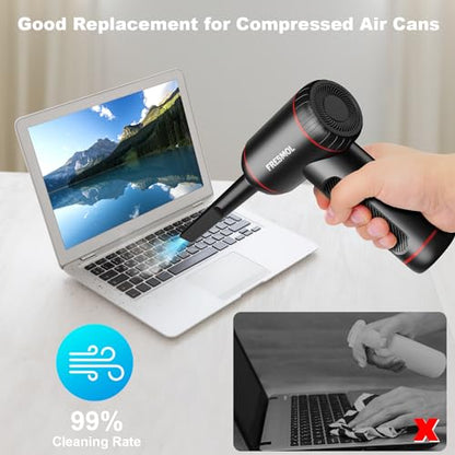Compressed Air Duster,3 Gear Adjustable 100000RPM Electric Air Duster, Rechargeable Cordless Air Blower with LED Light for Computer Keyboard Electric Devices Cleaning. Replaces Compressed Air Cans