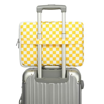 360 Degree Protective Laptop Sleeve with Multi-Pockets (Yellow Checkered, 12.5 inch-13.5 inch) - color: Yellow Checkered, size: 12.5 inch-13.5 inch