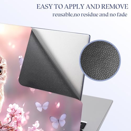 Universal Laptop Skin Sticker Decal,15.6 Inch Laptop Vinyl Cover for 13" 14" 15.6" Laptop,Scratch-Resistant Waterproof Protector Wrap,Reusable with Wrist Pads,Cherry Blossom Owl - color: Cherry Blossom Owl