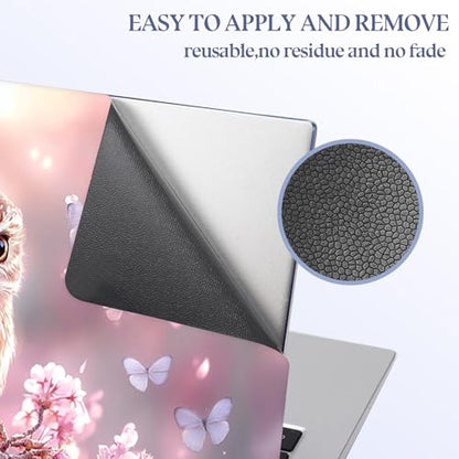 Universal Laptop Skin Sticker Decal,15.6 Inch Laptop Vinyl Cover for 13" 14" 15.6" Laptop,Scratch-Resistant Waterproof Protector Wrap,Reusable with Wrist Pads,Cherry Blossom Owl - color: Cherry Blossom Owl