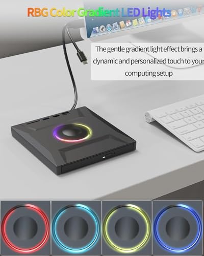 7 in 1 External CD DVD Drive, USB 3.0 and Type-C Disc Reader Writer Burner Player,Slim and Portable CD DVD +/-RW Optical Drive for PC Laptop Desktop MacBook Mac Windows Linux OS Apple - style: 7 in 1