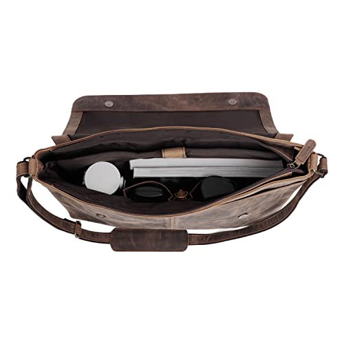 Leather messenger satchel laptop briefcase for men and women best handmade buffalo office computer bag - size: 18 Inches